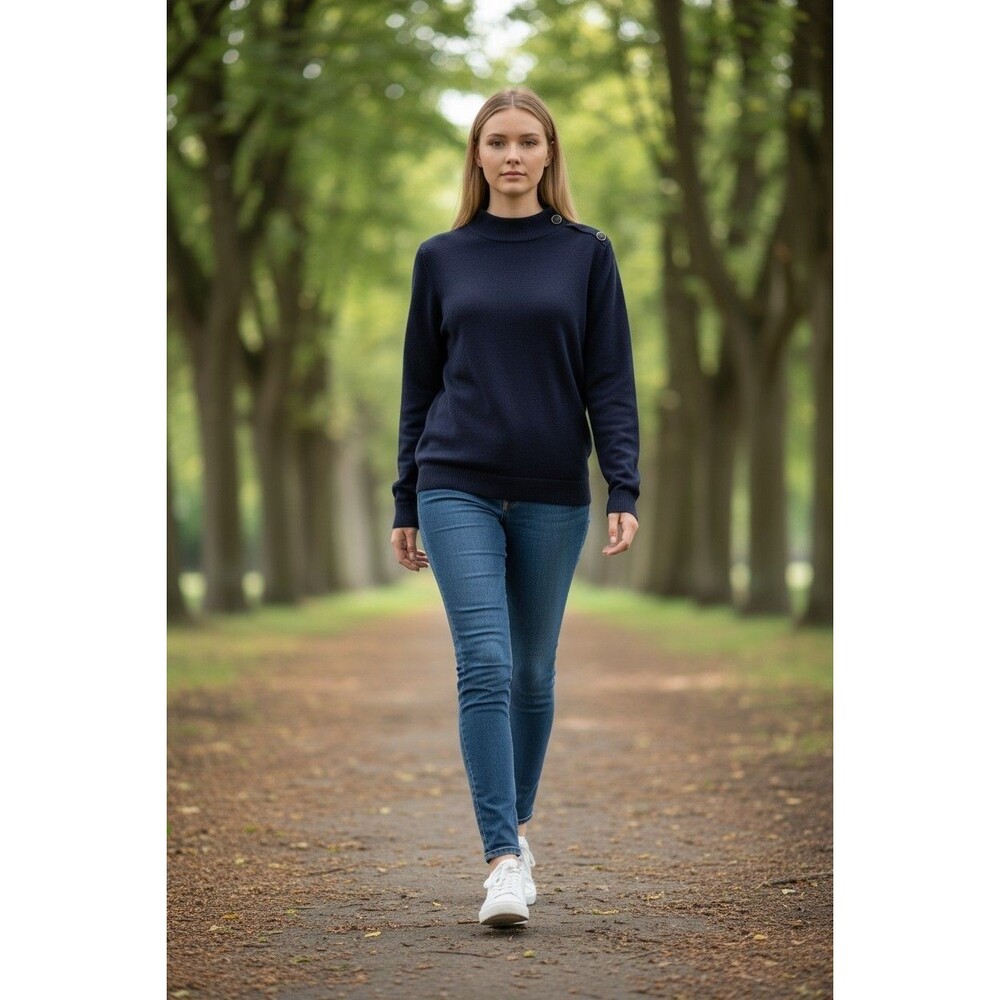 Vintage Elyne St John Top Women Size S Navy Knit Long  Sleeve